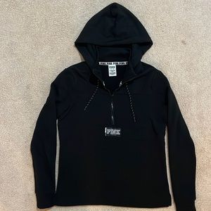 PINK Women’s Black Hooded Half Zip